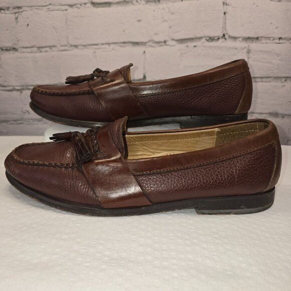 COLE HAAN BROWN LEATHER LOAFER PINCH TASSEL MENS SIZE 8.5 GREAT CONDITION - Picture 4 of 8